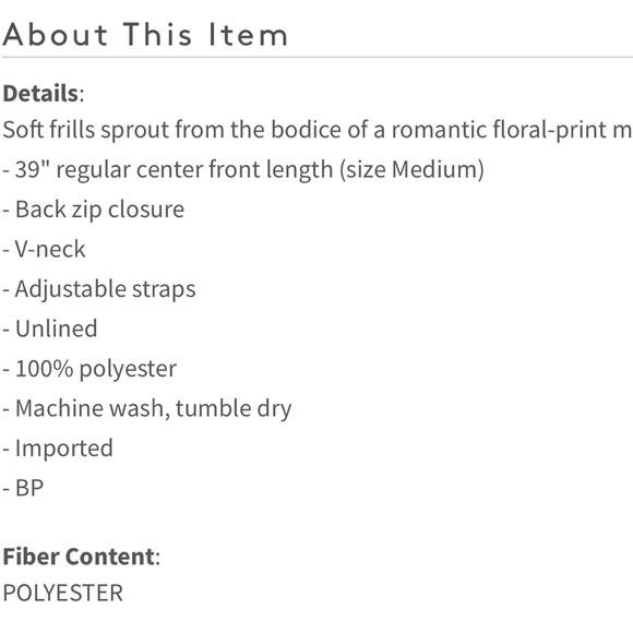 NWOT BP Ruffle Trim Floral Print MIDI Dress - Picture 9 of 10